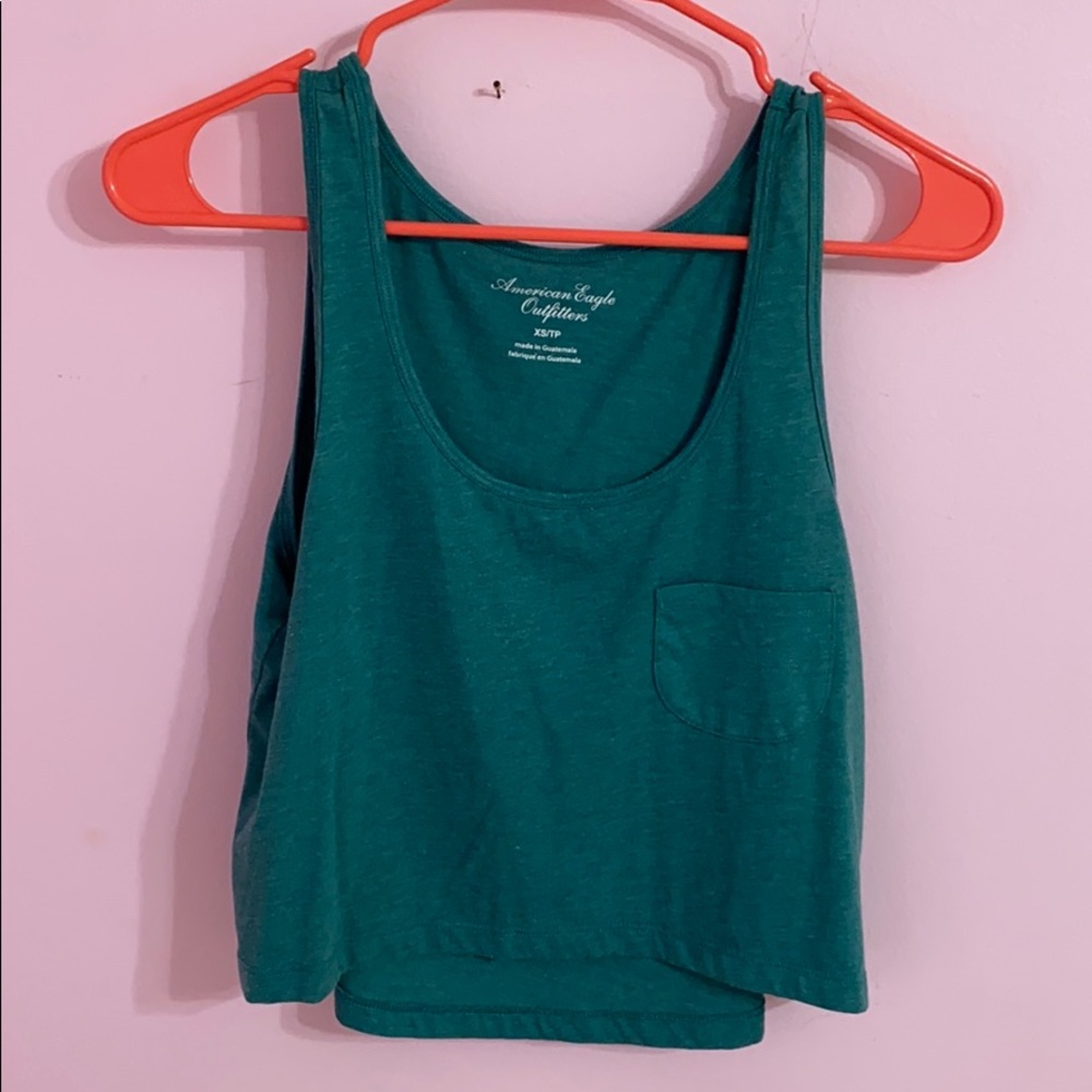 American Eagle teal crop tank top